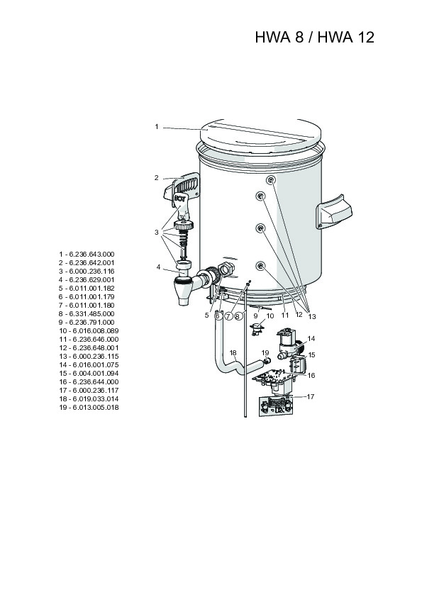 6.000.236.116-2 Bravilor Bonmat Coperchio HWA 8/12 Lever - Image 1